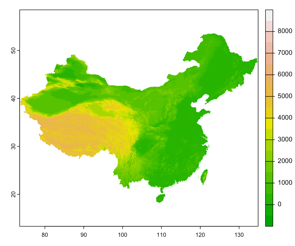 中国海拔地图