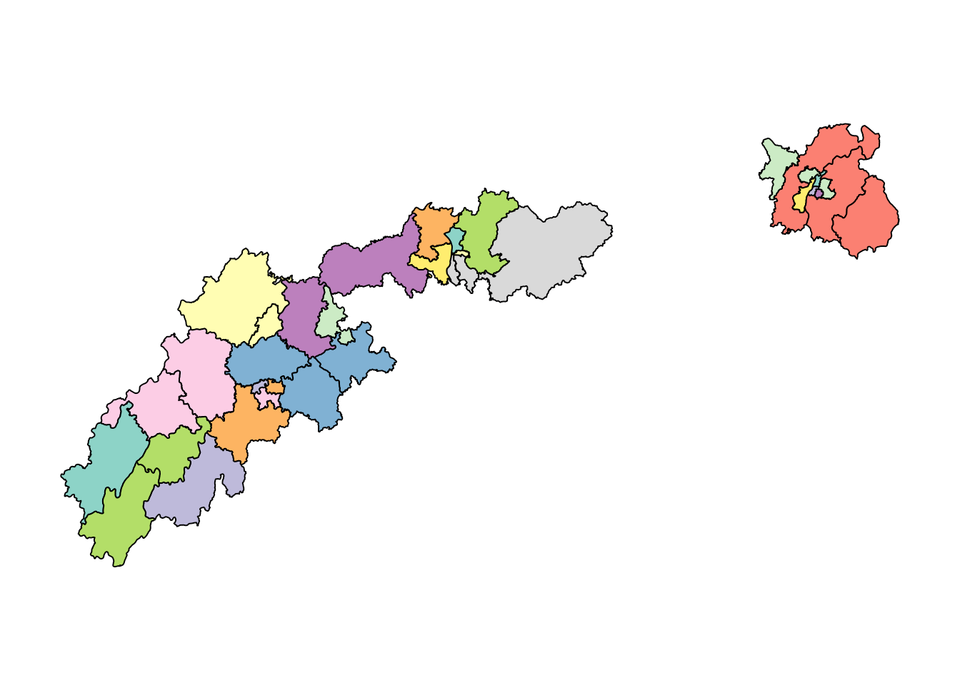 两省四市区县级地图数据