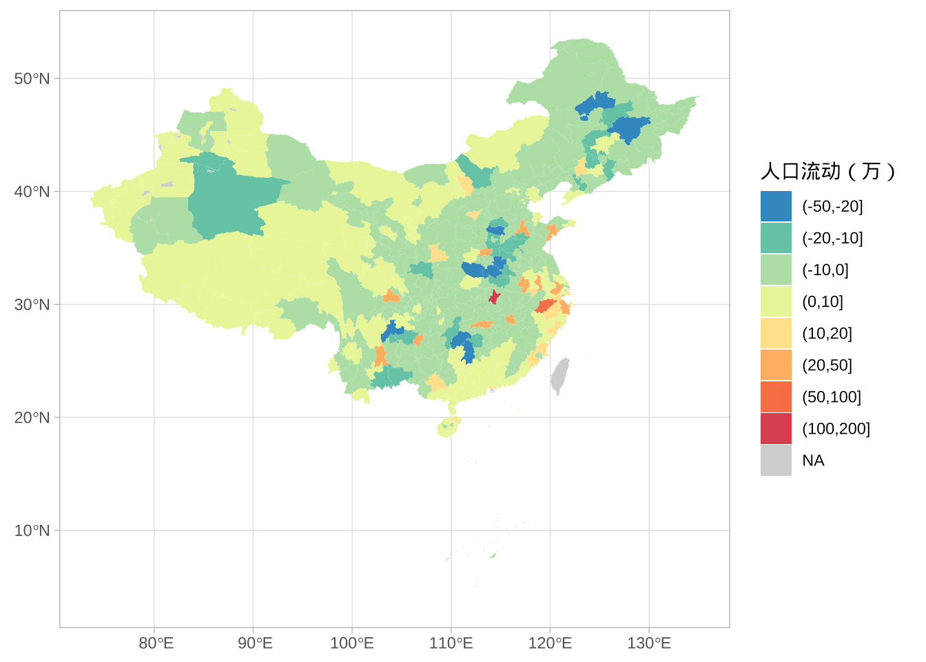 中国各市人口流动情况 2023 vs 2020