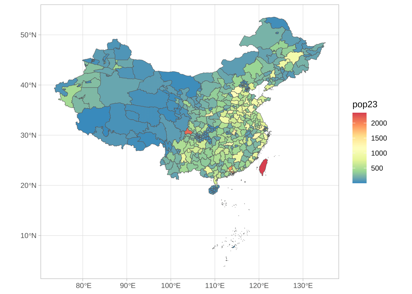 2023 年中国各市年末常住人口数